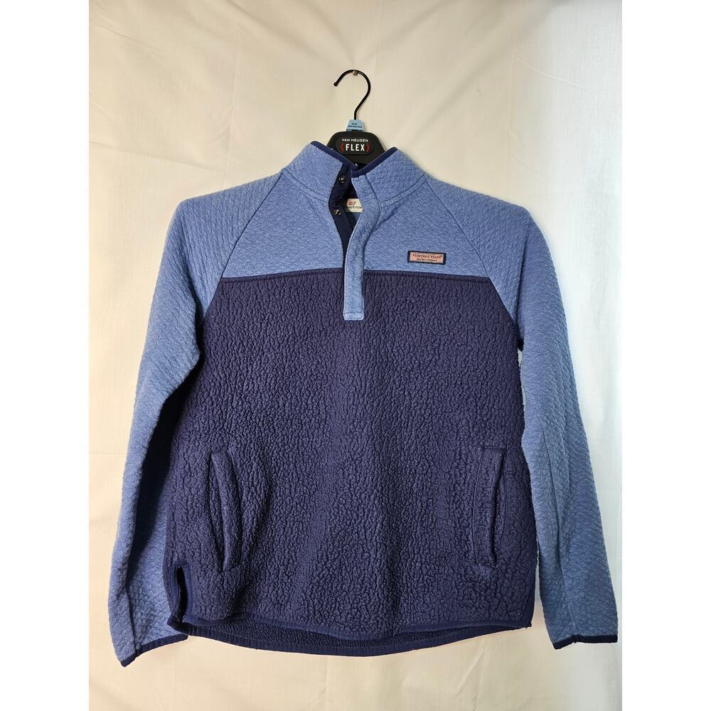 Vineyard Vines Mixed Media Sherpa Shep Shirt Pullover - Blue Size Midium
